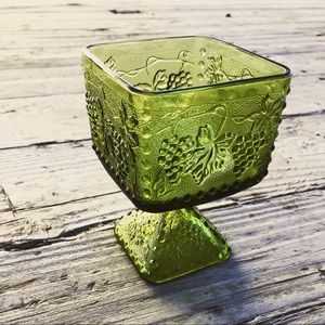 Vintage Indiana Green Square Glass